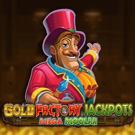 Gold Factory Jackpots Mega Moolah casino game by Aurum Signature Studios – featured logo at Morospin Casino